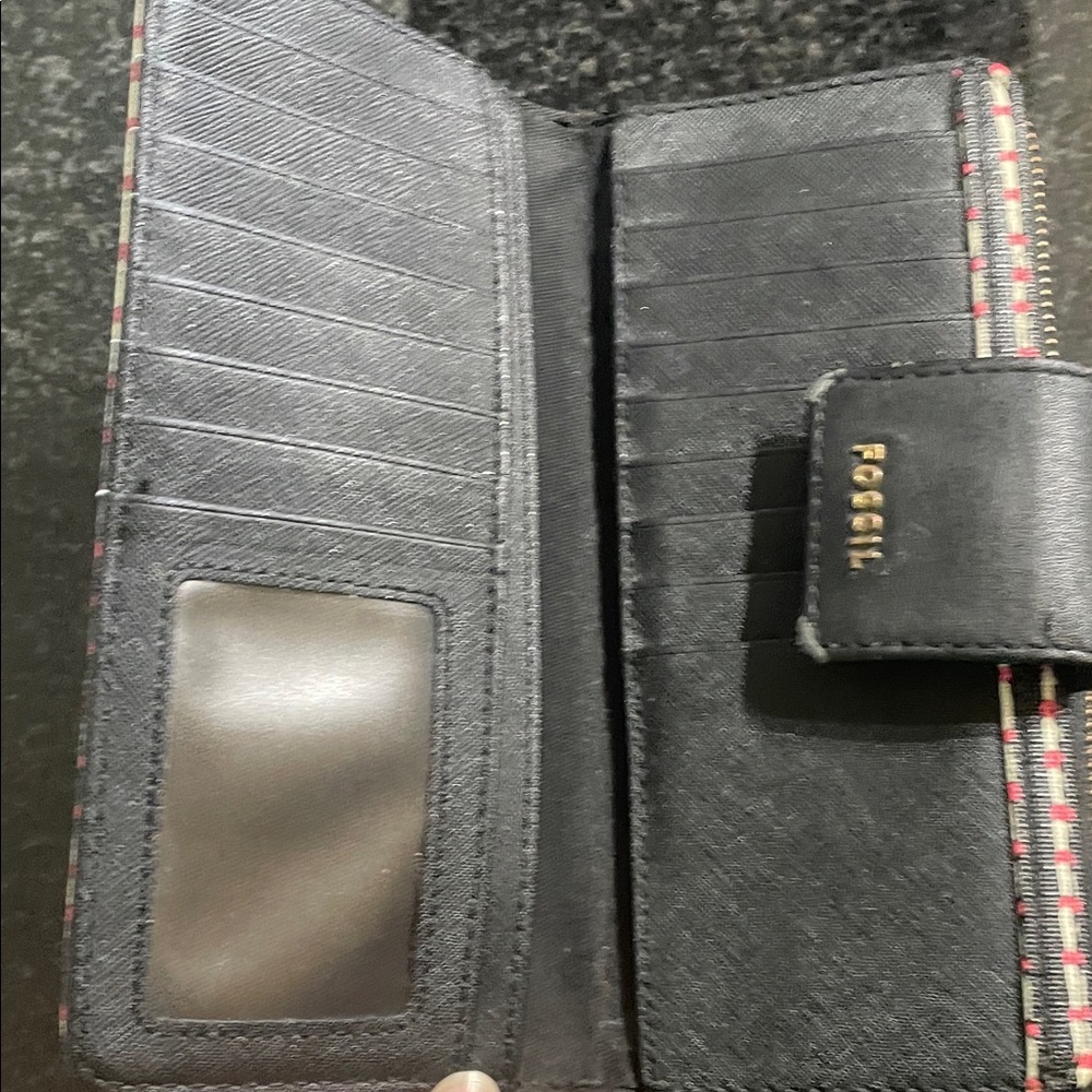 Fossil Black and Red Patterned Wallet - Minor wear (see photo) - Picture 4 of 7